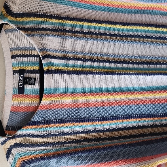 Chaps multi striped tunic sweater womens M linen, cotton blend - Picture 4 of 9